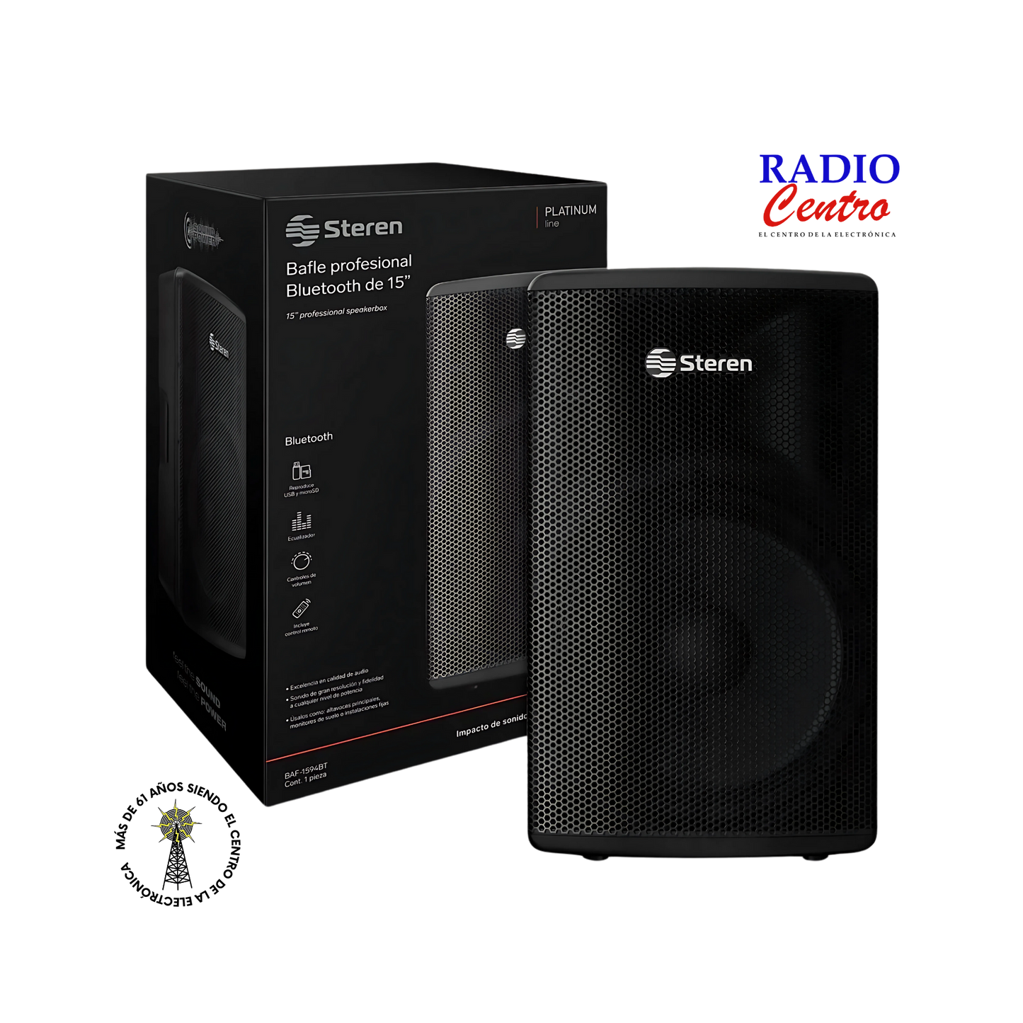 Bafle de 15" profesional Bluetooth – Radio Centro